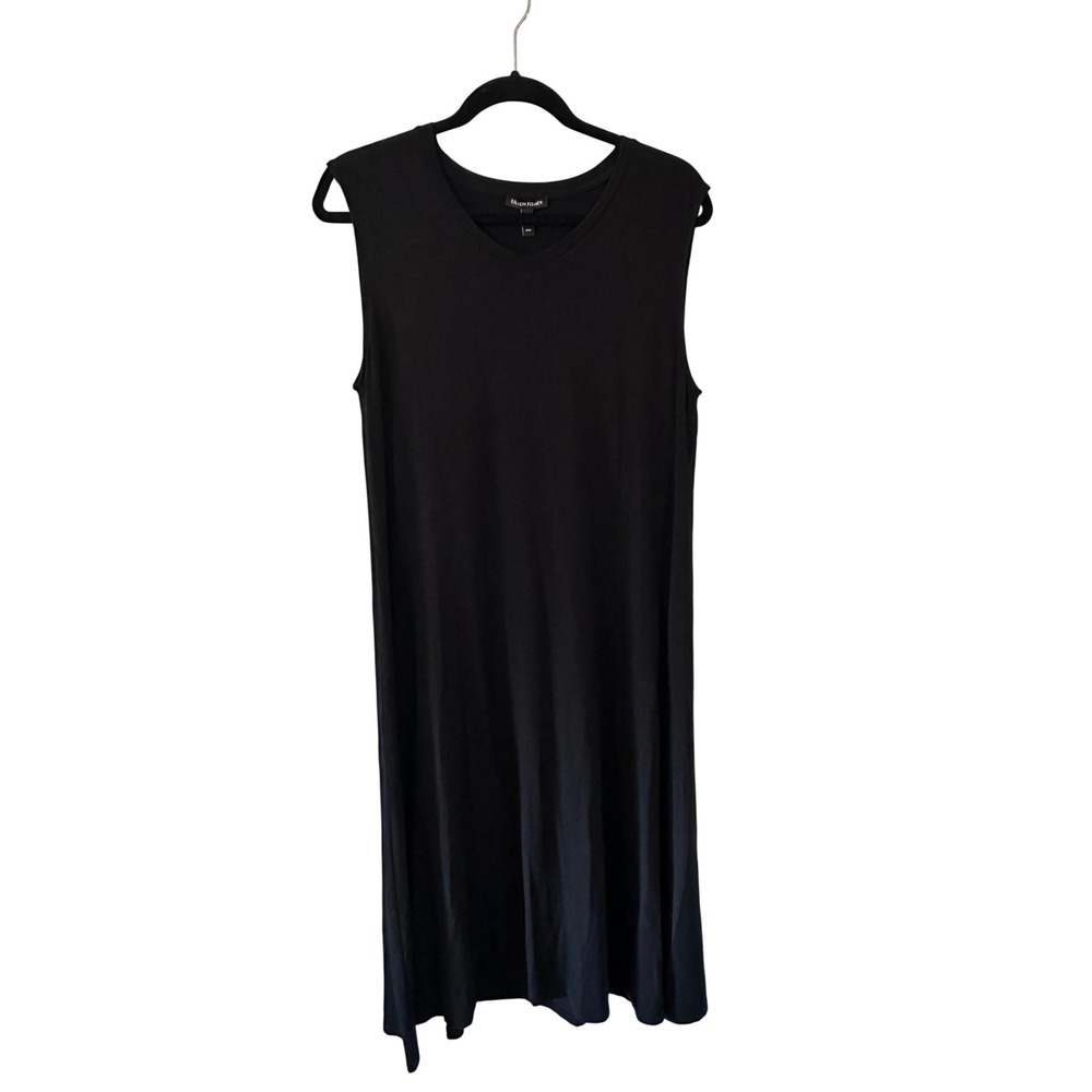 EILEEN FISHER Black V Neck Sleeveless Midi Dress M/M Resortwear‎ Vacation